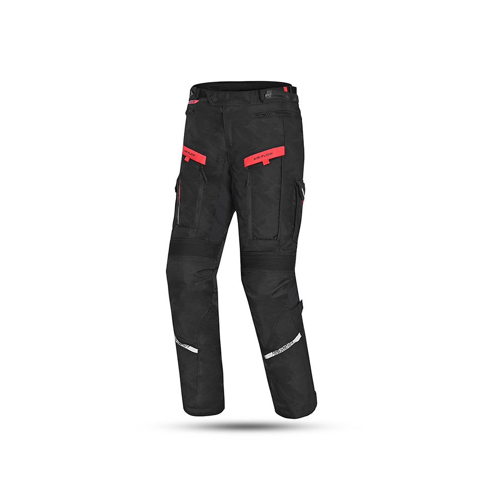 BELA - Pantalón Textil Transformer Negro/Rojo