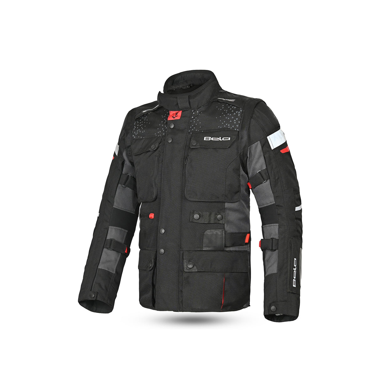 BELA - Chaqueta Textil Crossroad Extreme WP Negro/Antracita/Rojo