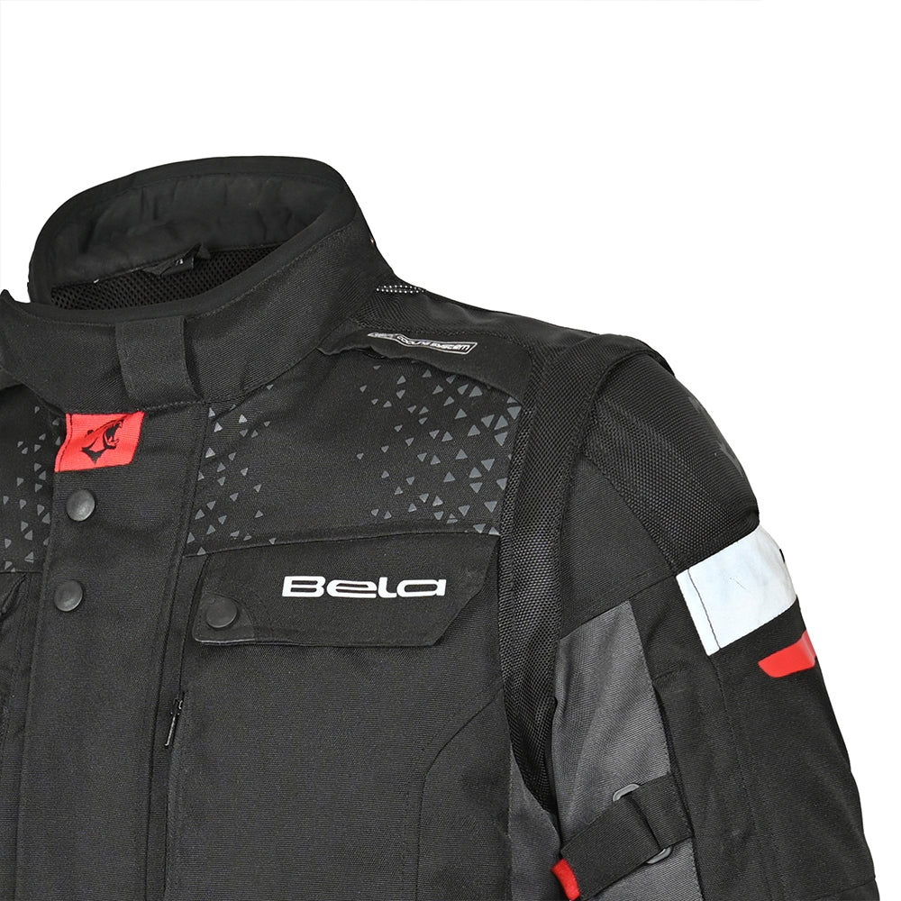 BELA - Chaqueta Textil Crossroad Extreme WP Negro/Antracita/Rojo