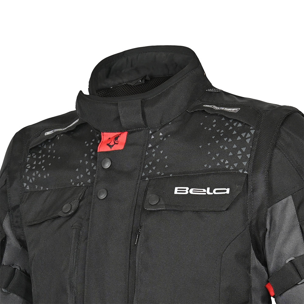 BELA - Chaqueta Textil Crossroad Extreme WP Negro/Antracita/Rojo