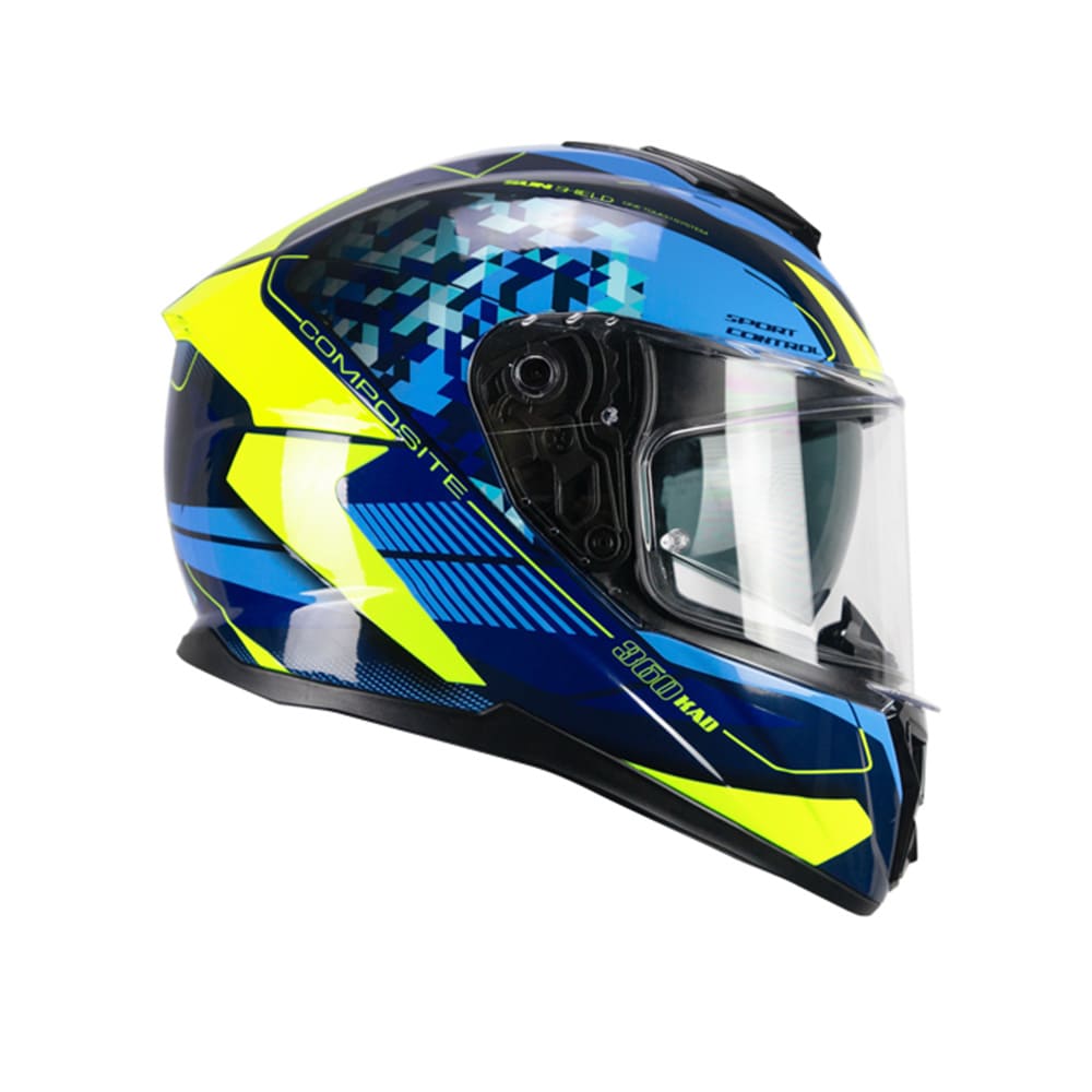 CGM 360S KAD RACE Integral Turismo Moto Casco Azul Amarillo Fluo