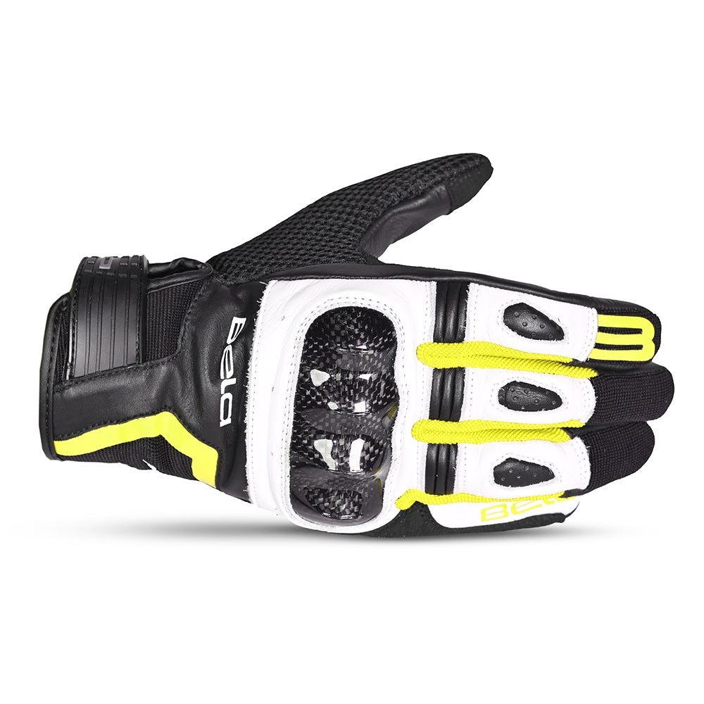 BELA - Guantes Piel Air Flow Lady Negro/Blanco/Amarillo