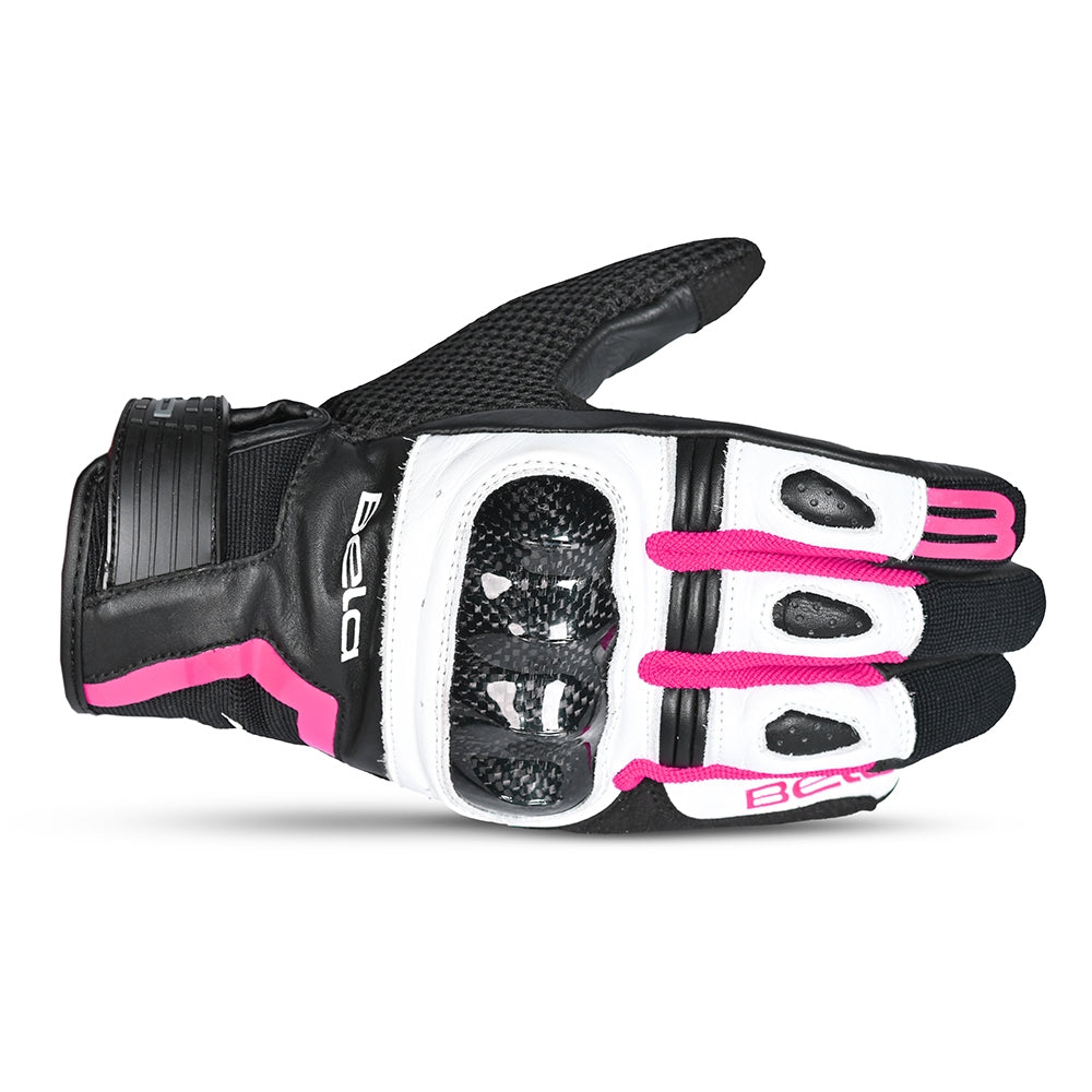 BELA - Guante Piel Air Flow Lady Negro/Rosa