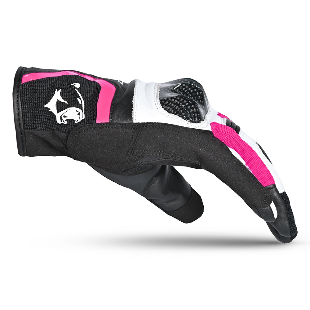 BELA - Guante Piel Air Flow Lady Negro/Rosa