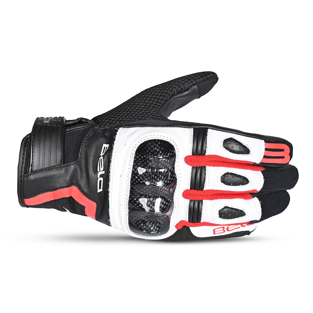 BELA - Guante Piel Air Flow Negro/Blanco/Rojo