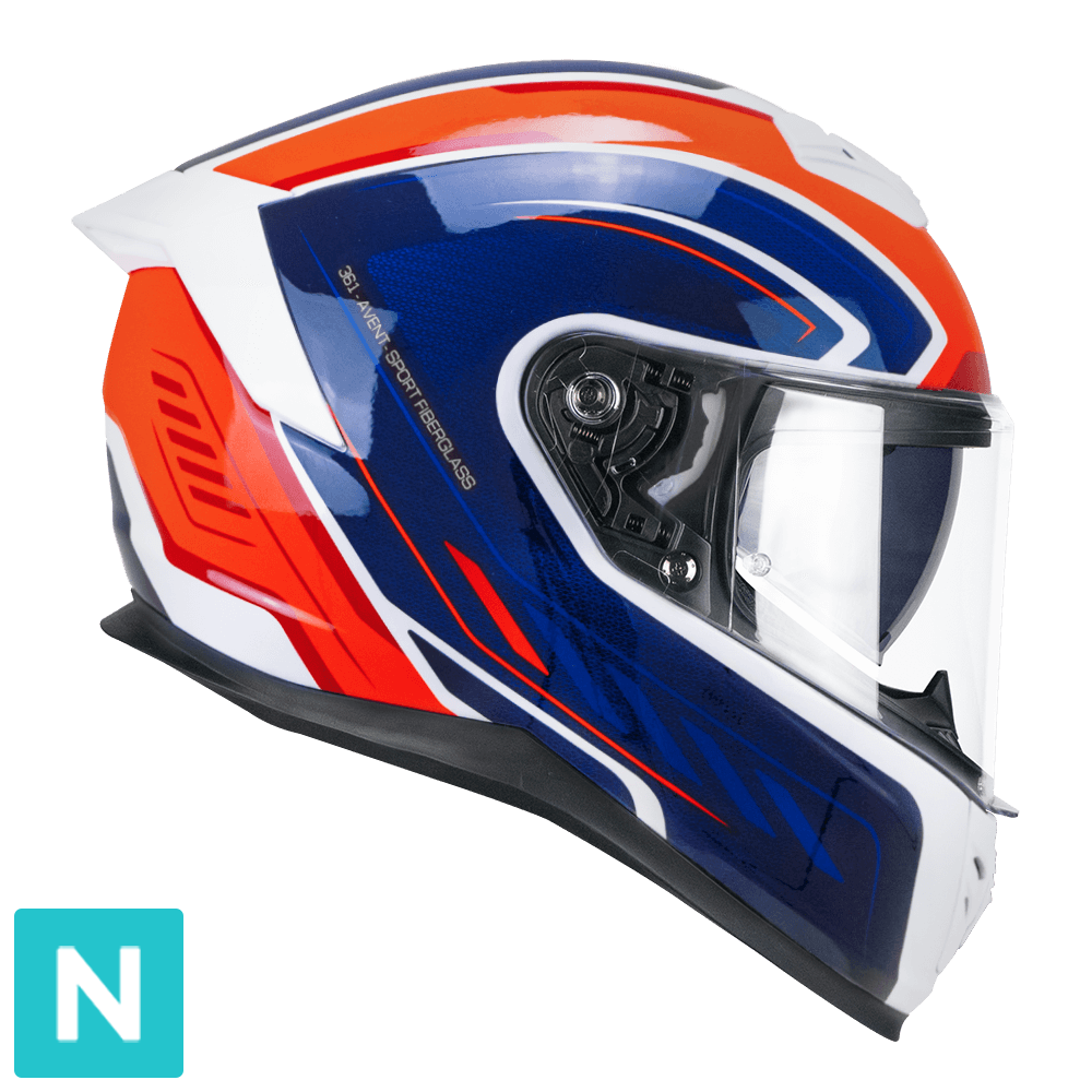 CGM 361S AVENT FIBRA RACE CASCO INTEGRAL BLANCO AZUL FLOU ROJO