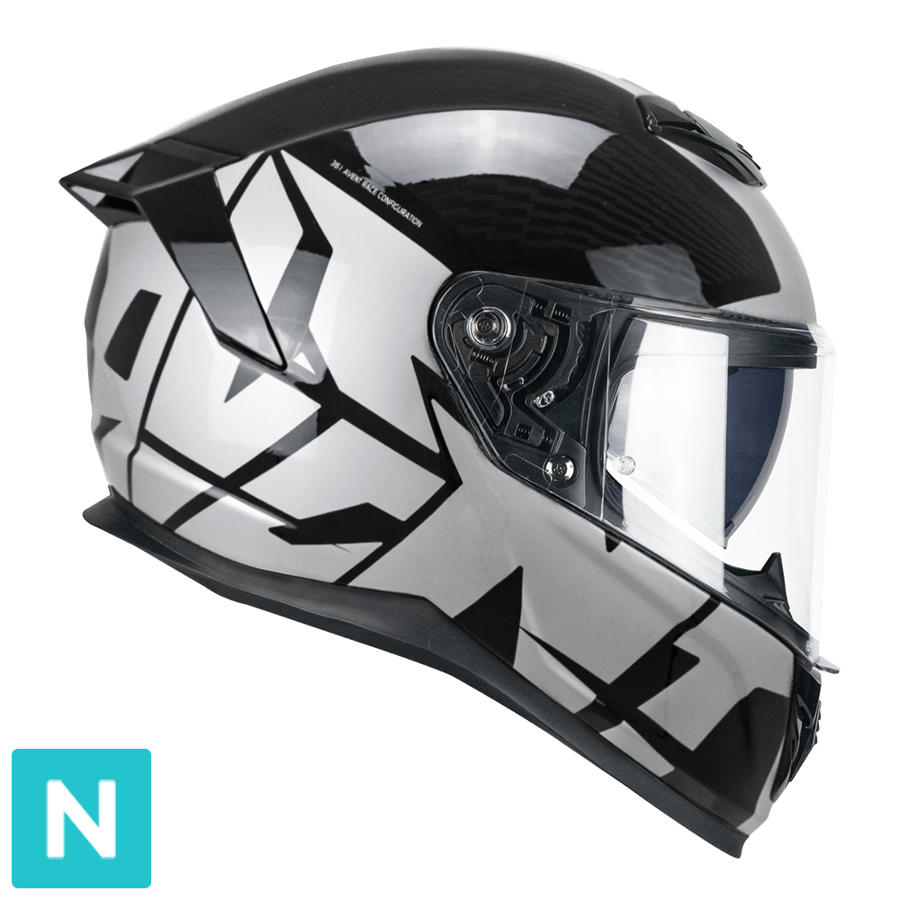 CGM 361T AVENT FIBER STREET FULL FACE MOTORCYCLE HELMET BLACK SILVER