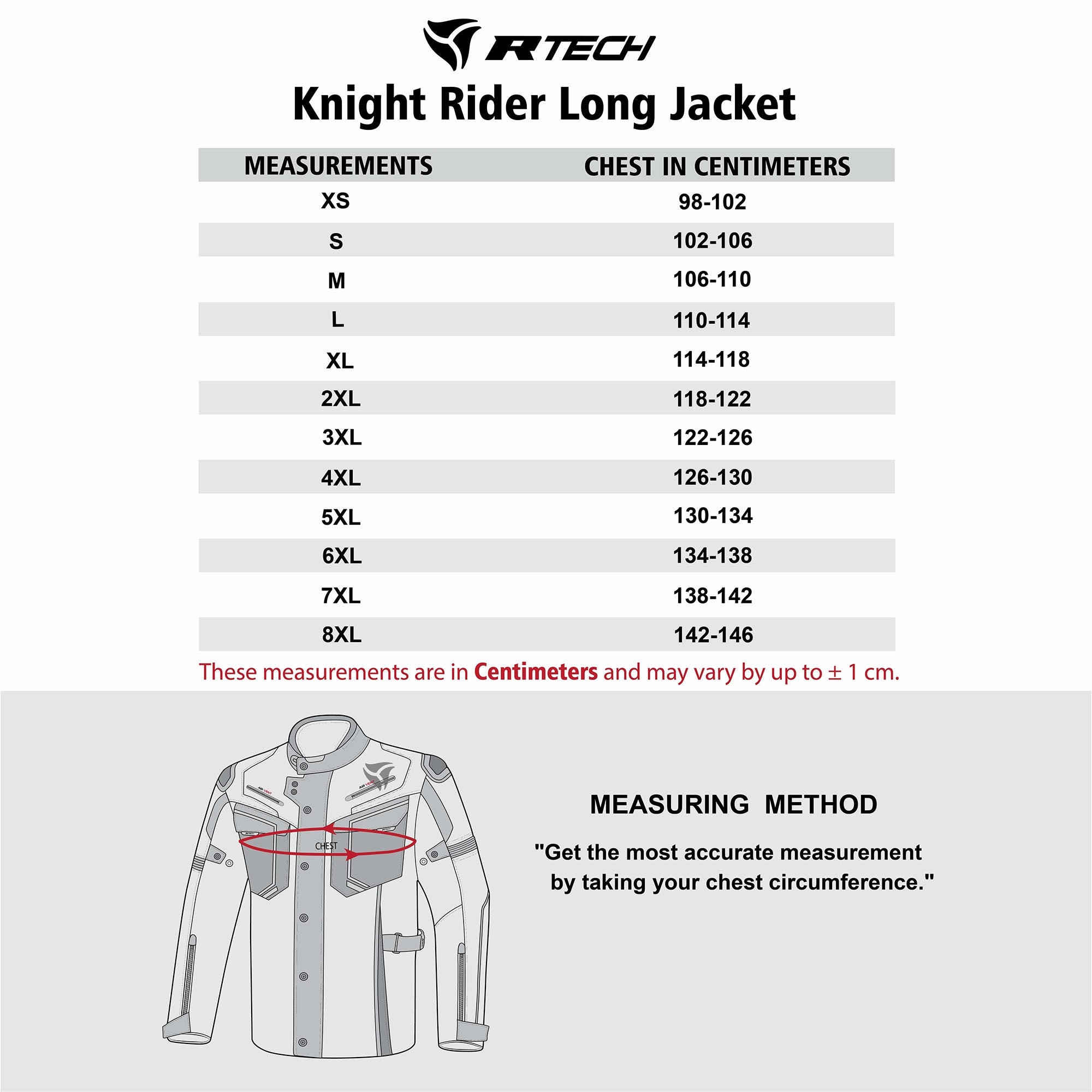 R-TECH Chaqueta Textil Knight Rider (Long) Negro/Antracita/Rojo