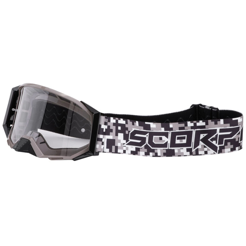 LUNETTES DE MOTOCROSS SCORPION PLEXIGLAS TRANSPARENT NUMERIQUE CAMO E24