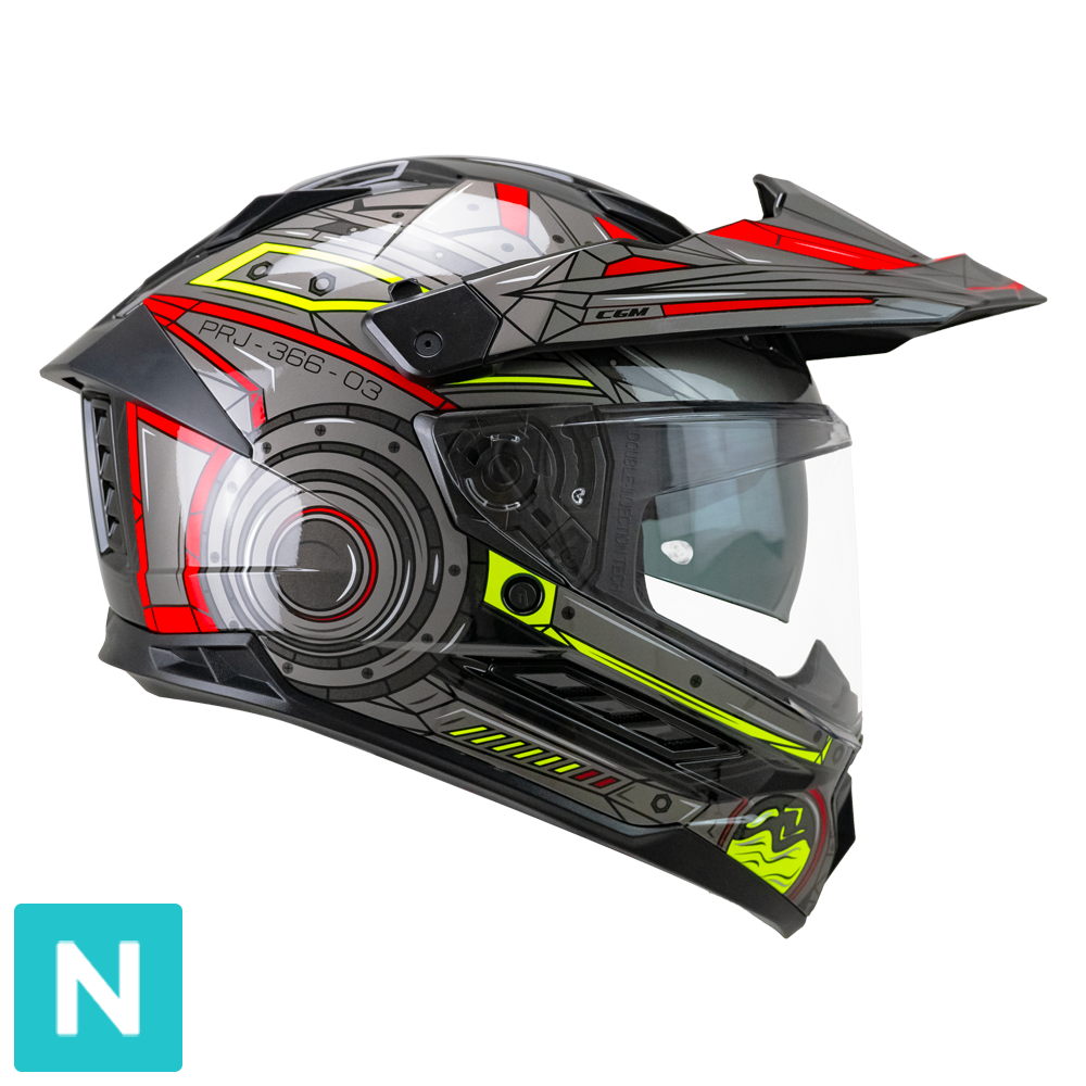 CGM 366R DUAL TECH CASCO ENDURO NEGRO ROJO AMARILLO FLUOR