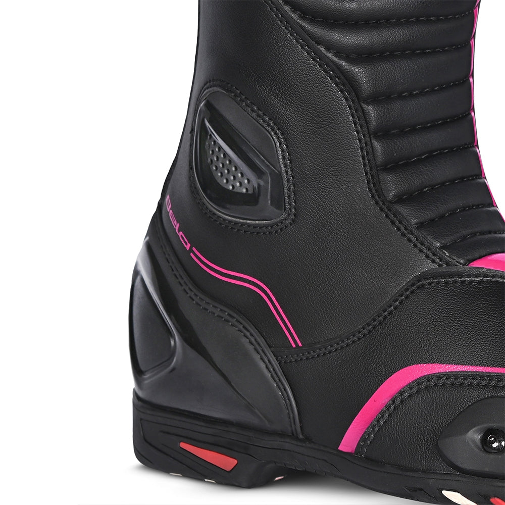 BELA - Botas Piel Strip Lady Negro/Rosa Fluor