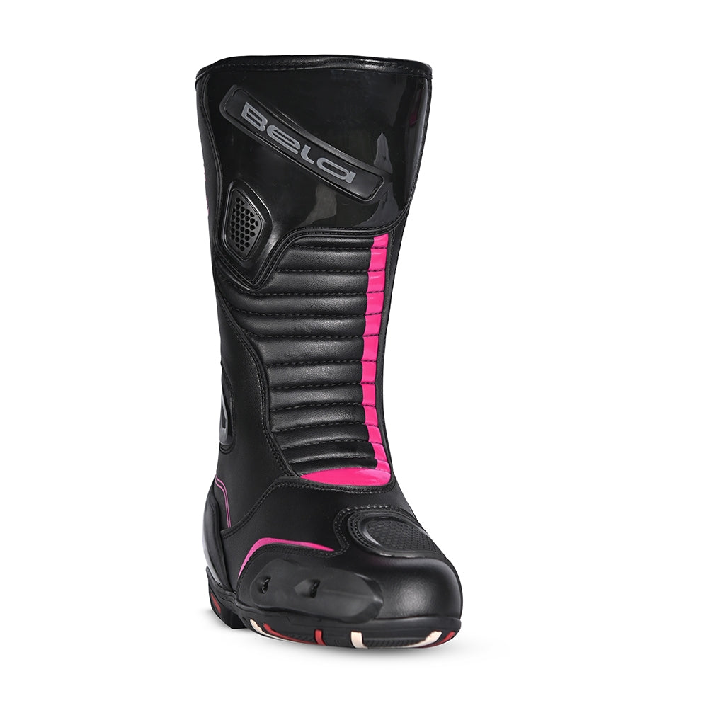 BELA - Botas Piel Strip Lady Negro/Rosa Fluor