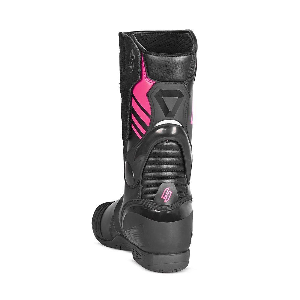 SHUA -BOTAS PIEL SUPER TECH RACING LADY NEGRO/ROSA