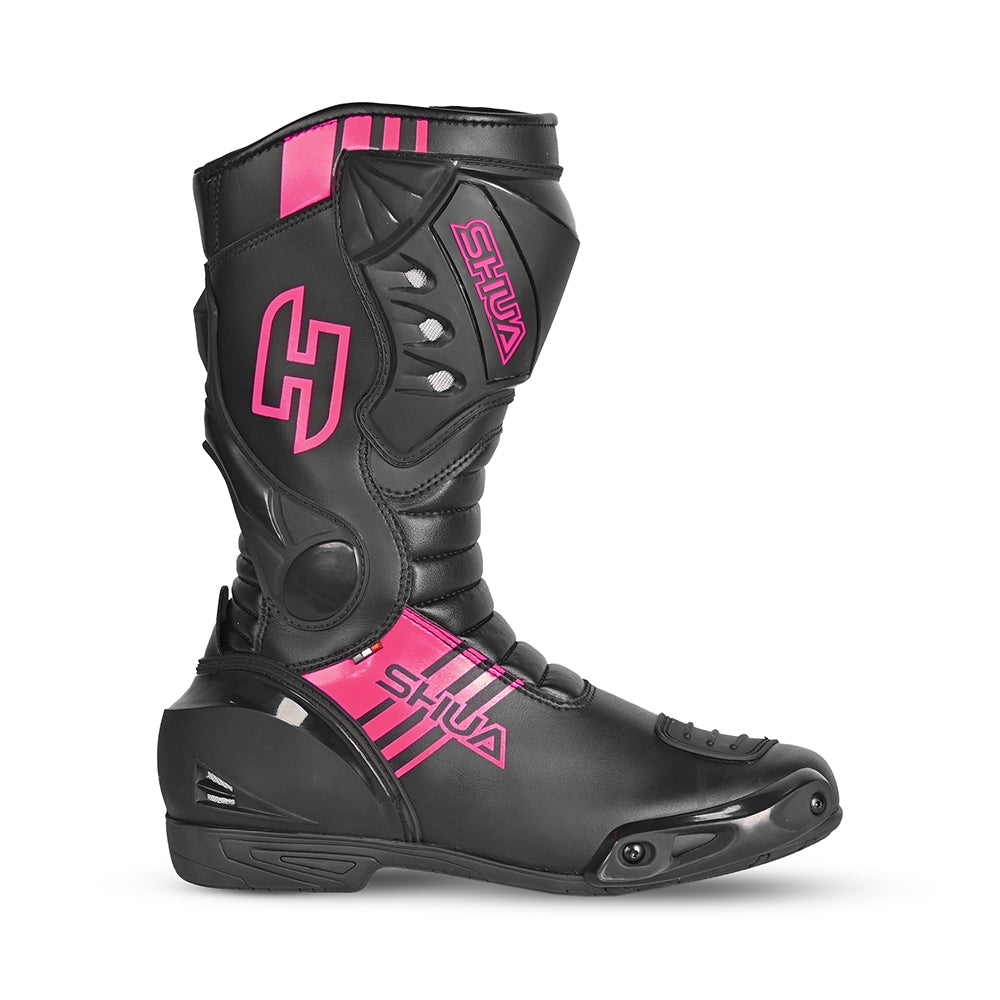 SHUA -BOTAS PIEL SUPER TECH RACING LADY NEGRO/ROSA