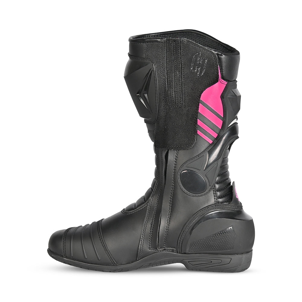 SHUA -BOTAS PIEL SUPER TECH RACING LADY NEGRO/ROSA