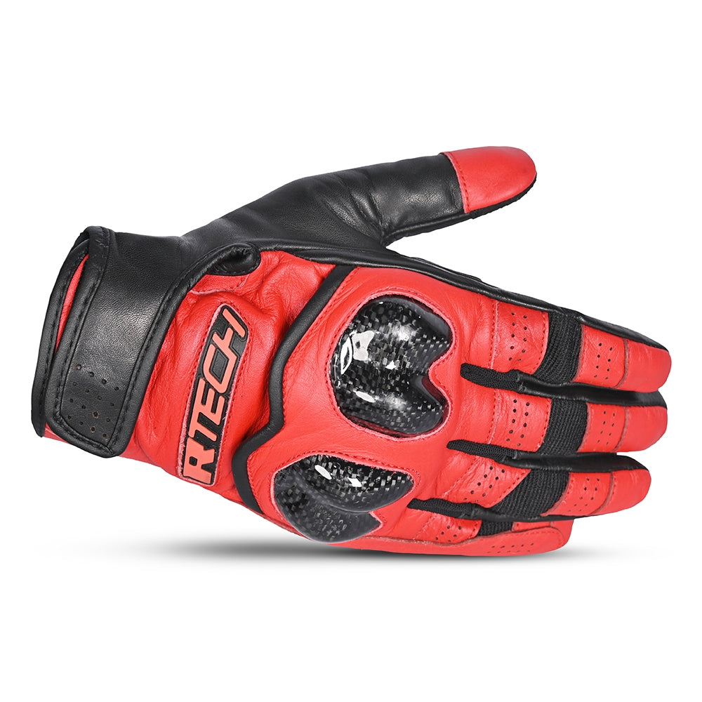 R-TECH - Guante Piel Falcon Summer Negro/Rojo