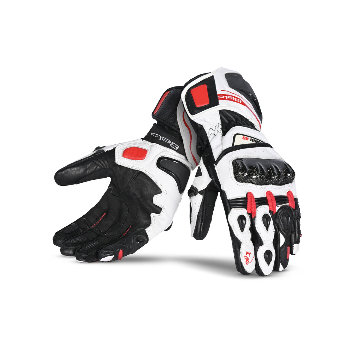 BELA - Guante Piel Venom RS Racing Man Blanco/Negro/Rojo