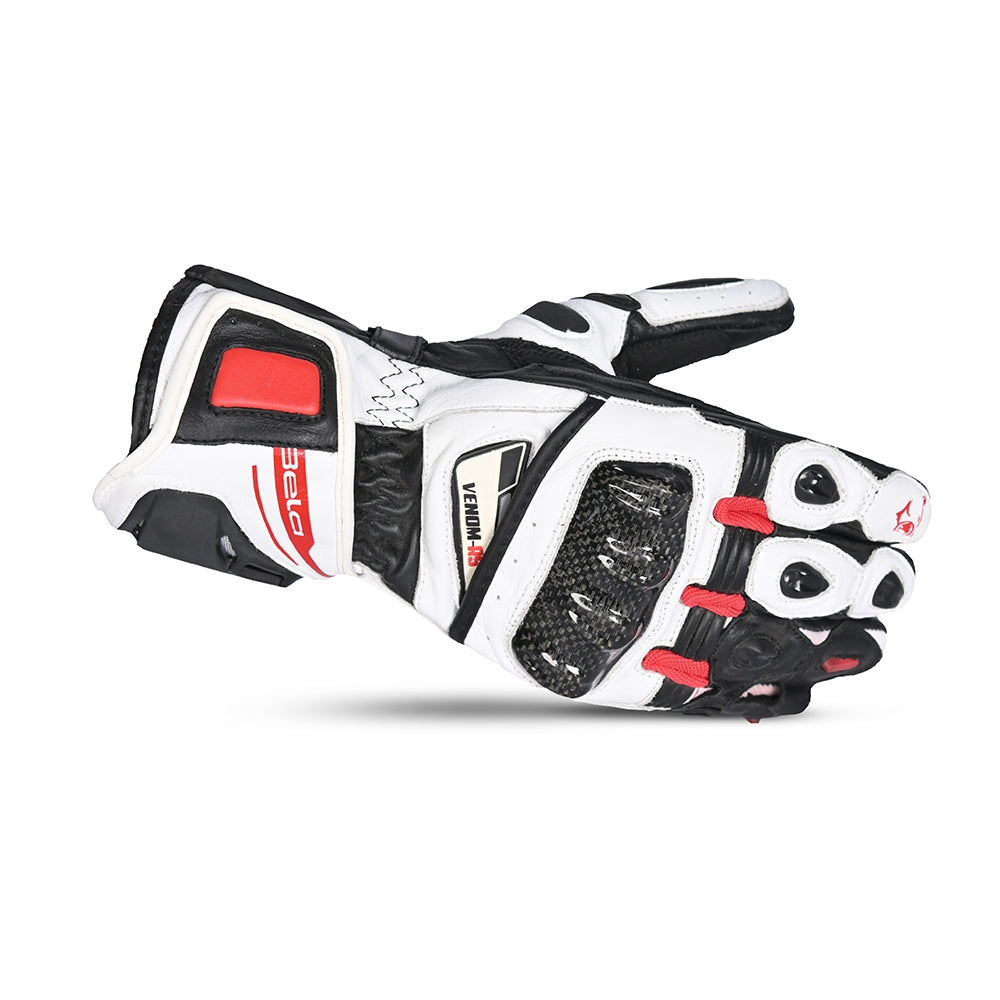 BELA - Guante Piel Venom RS Racing Man Blanco/Negro/Rojo