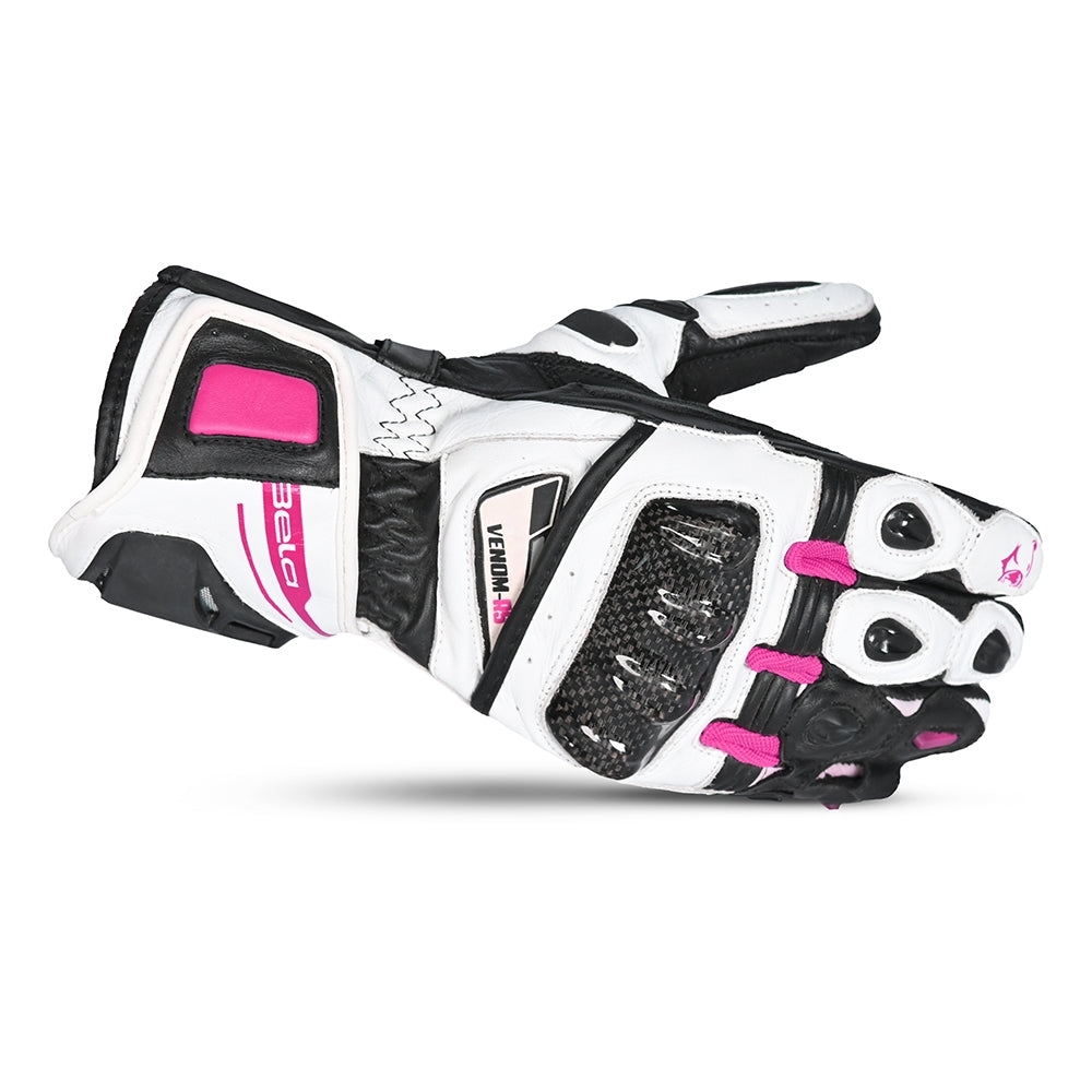 BELA - Guante Piel Venom RS Racing Lady Blanco/Negro/Rosa