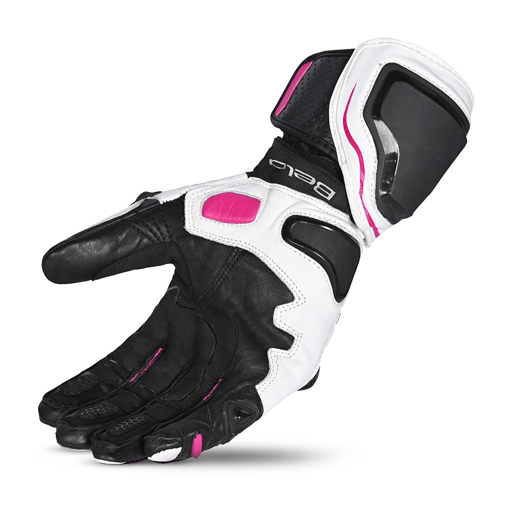 BELA - Guante Piel Venom RS Racing Lady Blanco/Negro/Rosa