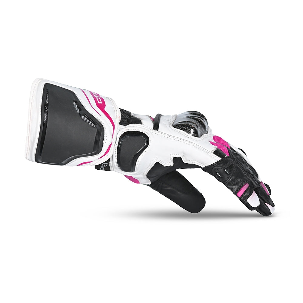 BELA - Guante Piel Venom RS Racing Lady Blanco/Negro/Rosa