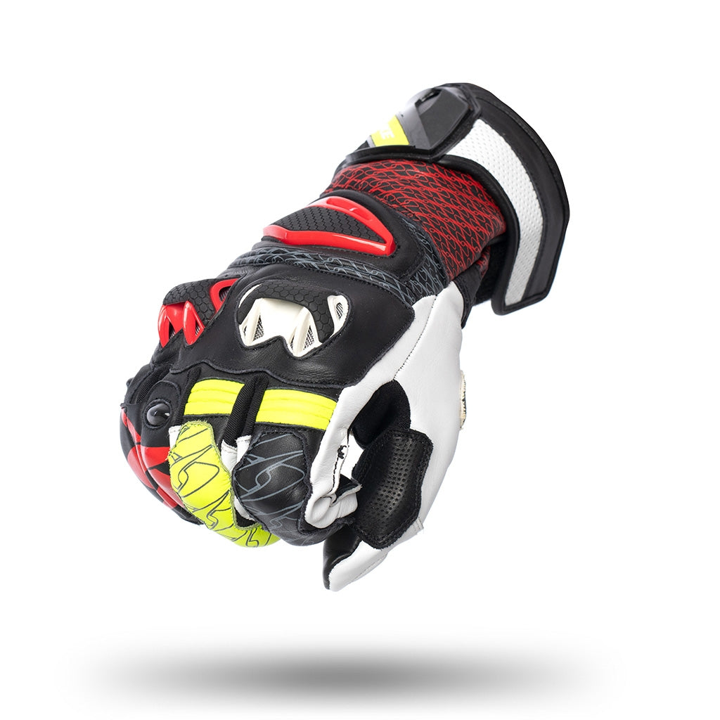 SPYKE Tech Pro Racing Man Guantes Negro/Blanco/Rojo Flou Amarillo