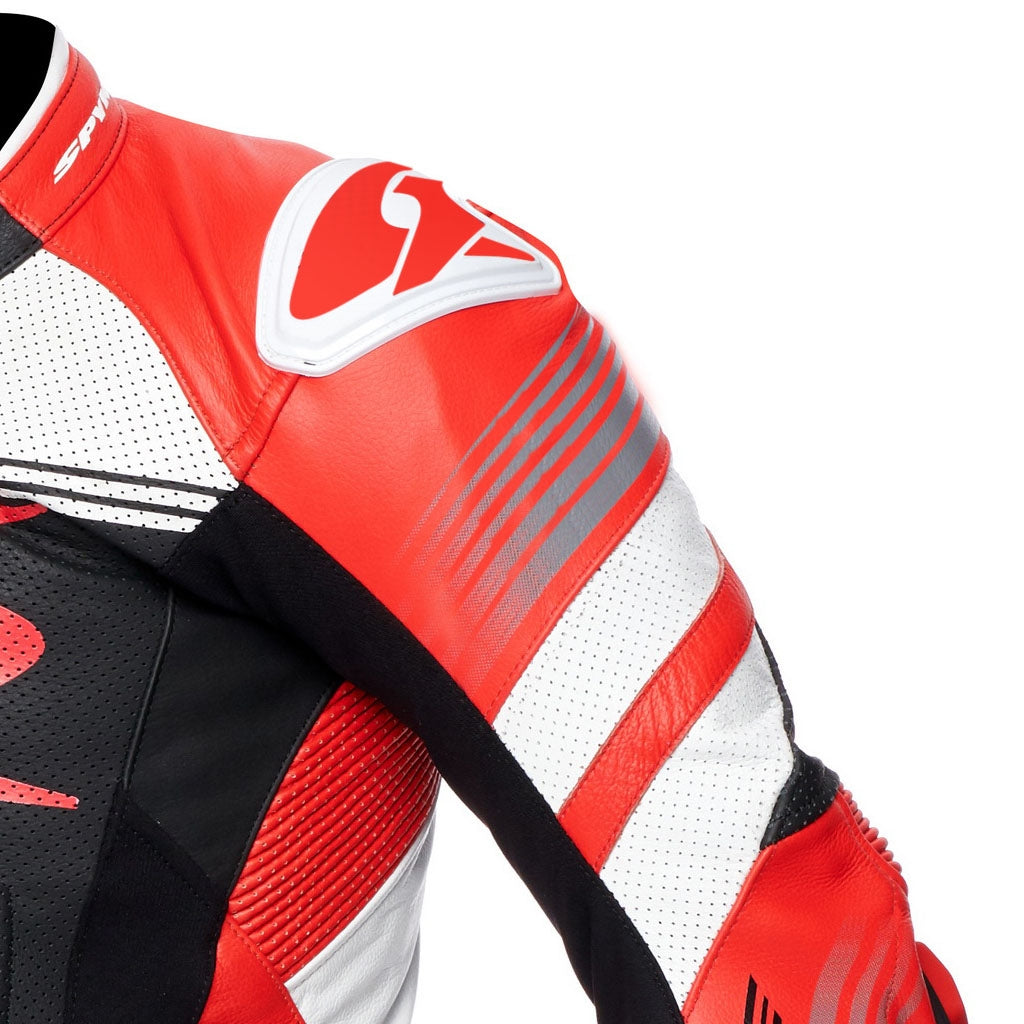 SPYKE - ESTORIL RACE 1PC SUIT BLACK/WHITE/FLUO RED