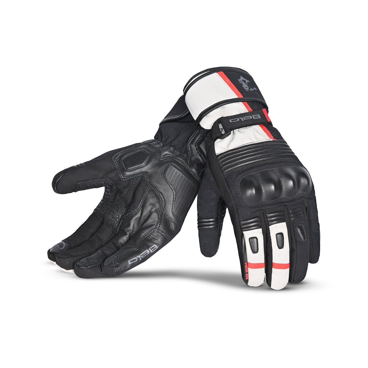 BELA - Guante Piel Ice Winter WP Negro/Blanco/Rojo