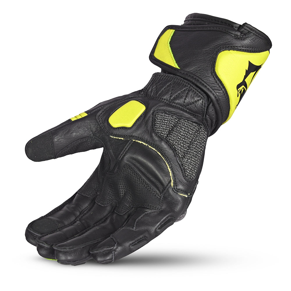 BELA - Guante Piel Rocket Long Negro/Amarillo Fluor