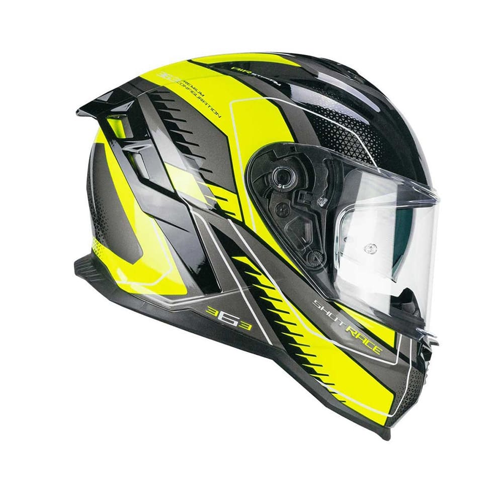 CGM 363 SHOT RACE Integral Moto Casco Negro fluo amarillo
