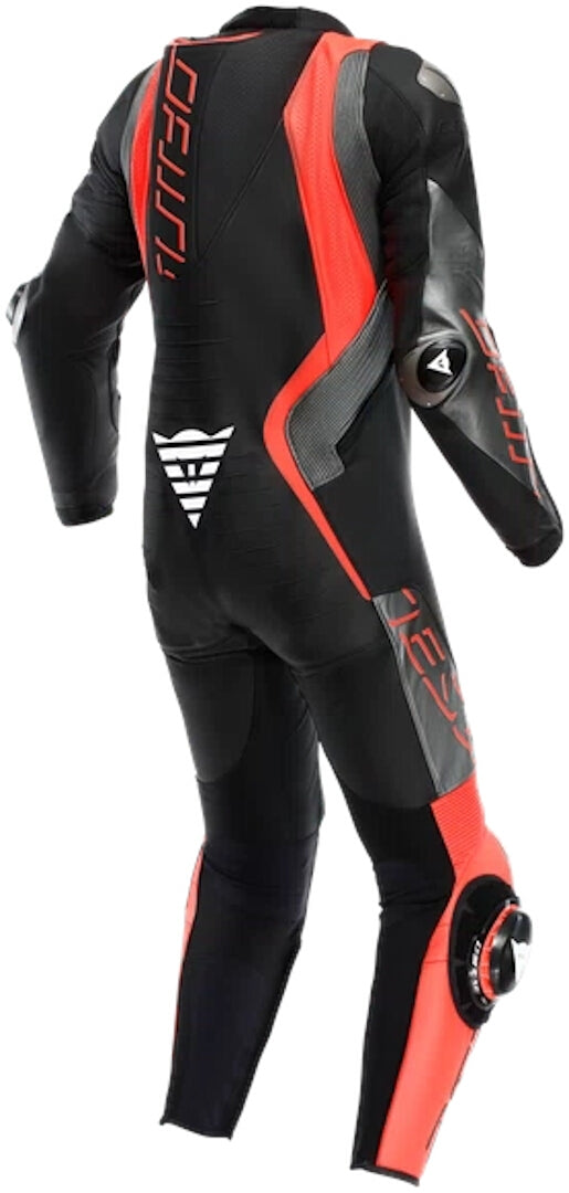 DAINESE - AUDA   D-ZIP 1PC PERF. LEATHER SUIT BACK  RED-FUO  ANTHRACITE