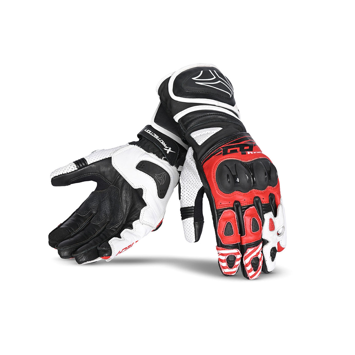 R-TECH -Guantes Piel GP Racing Negro/Rojo