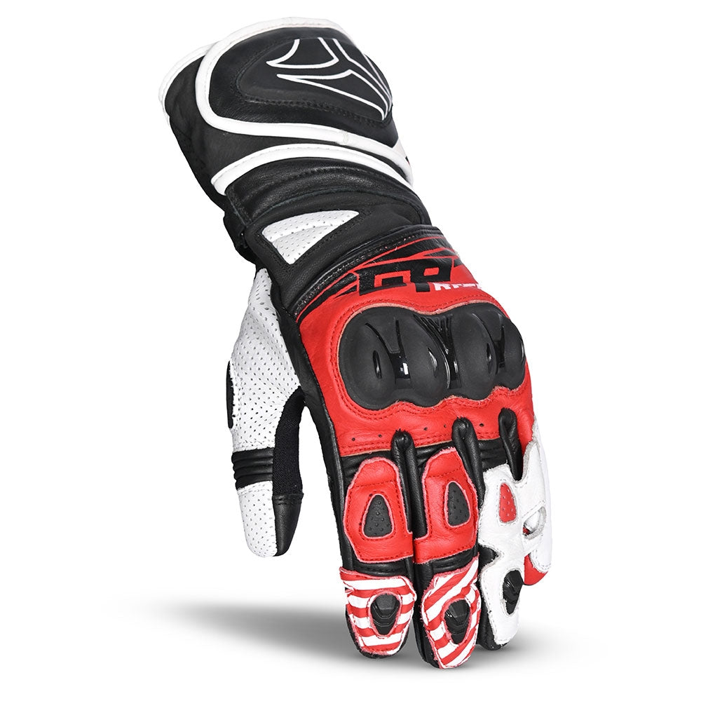 R-TECH -Guantes Piel GP Racing Negro/Rojo