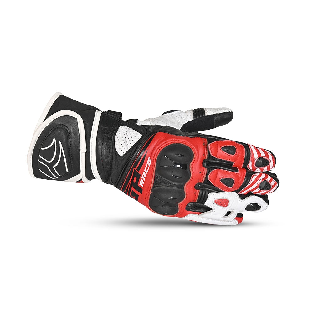 R-TECH -Guantes Piel GP Racing Negro/Rojo