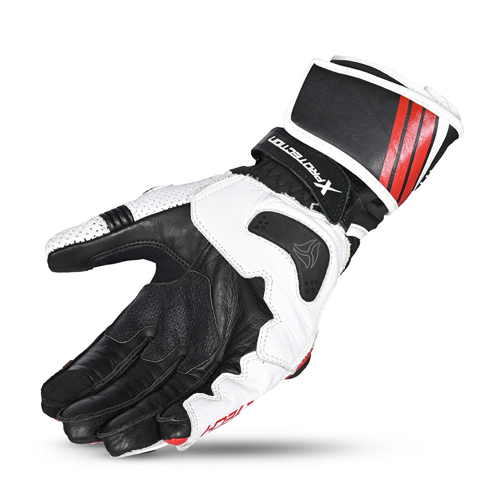 R-TECH -Guantes Piel GP Racing Negro/Rojo