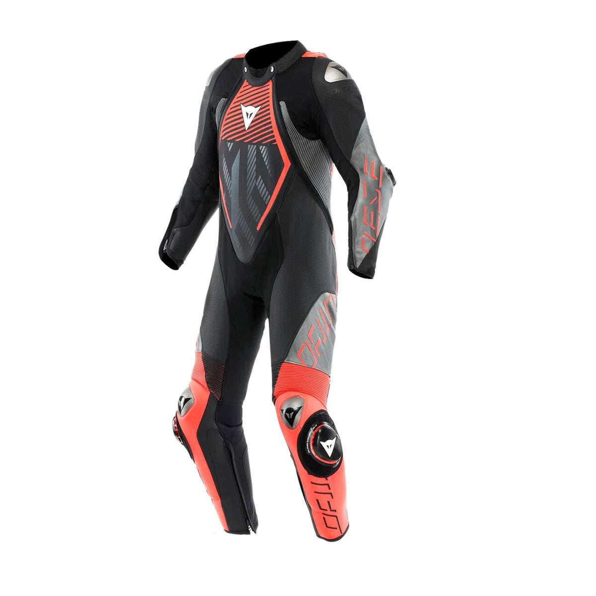 DAINESE - AUDA   D-ZIP 1PC PERF. LEATHER SUIT BACK  RED-FUO  ANTHRACITE