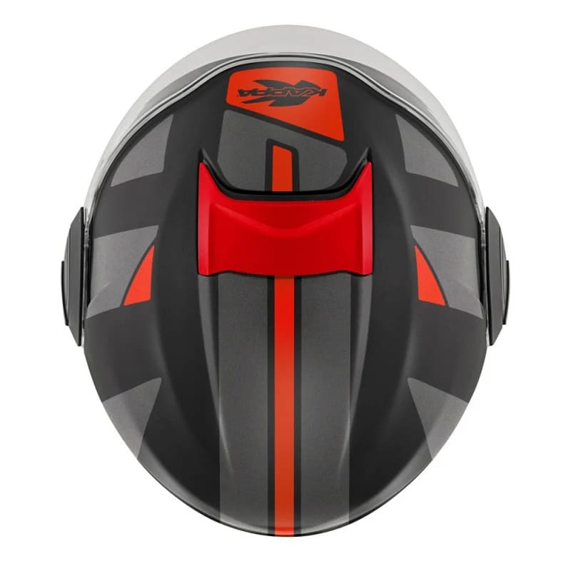KAPPA KV37 EVO Moto Cara Abierta Casco Negro Mate Rojo Titanio - CASCO