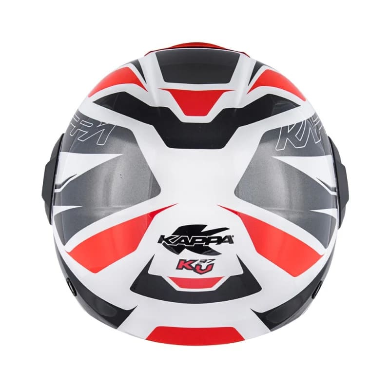 KAPPA KV37 EVO Moto Cara Abierta Casco Blanco Brillante Titanio Rojo - CASCO