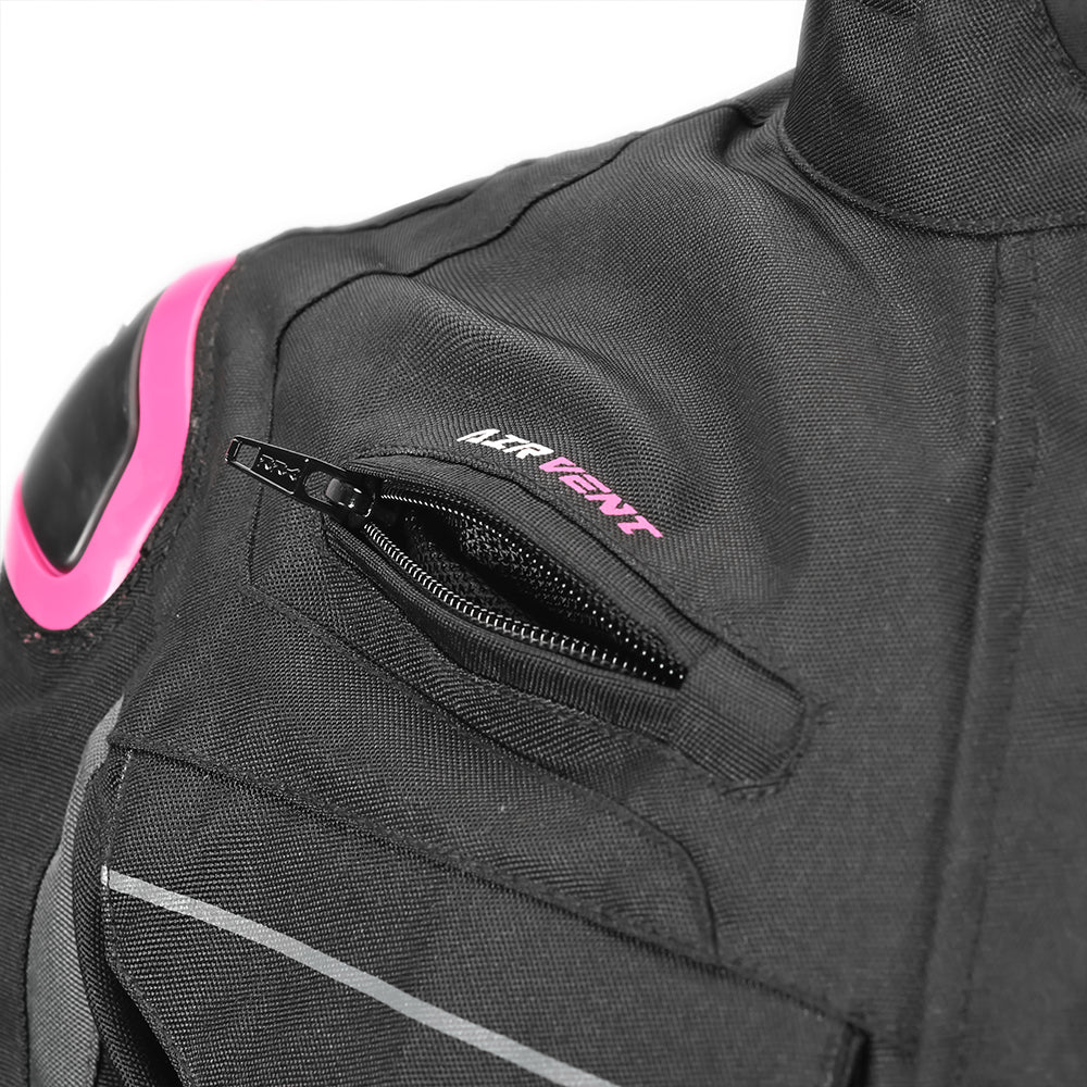 R-TECH Chaqueta Textil Knight Rider (Long) Negro/Fuschia)