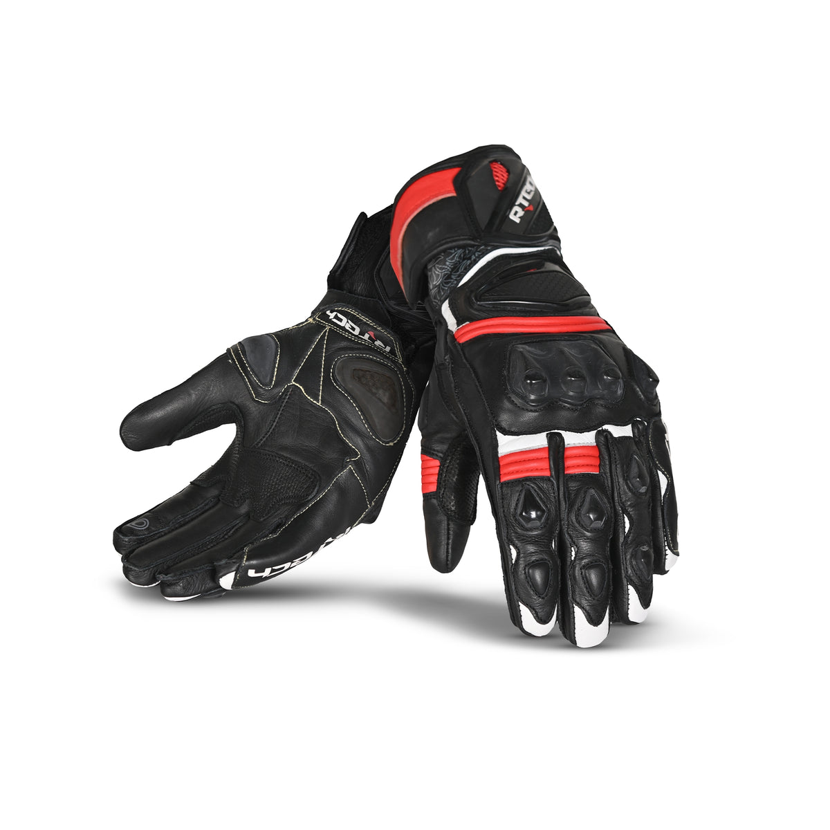 R-TECH - Guante Piel Robo Man Negro/Rojo