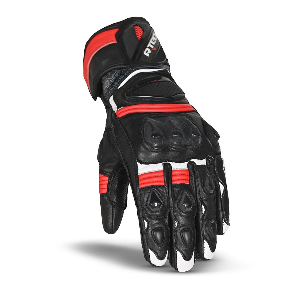 R-TECH - Guante Piel Robo Man Negro/Rojo