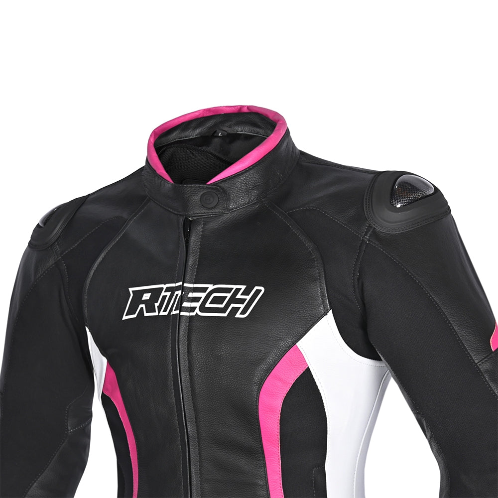 R-TECH - Chaqueta Piel Tom Rider Lady Negro/Rosa