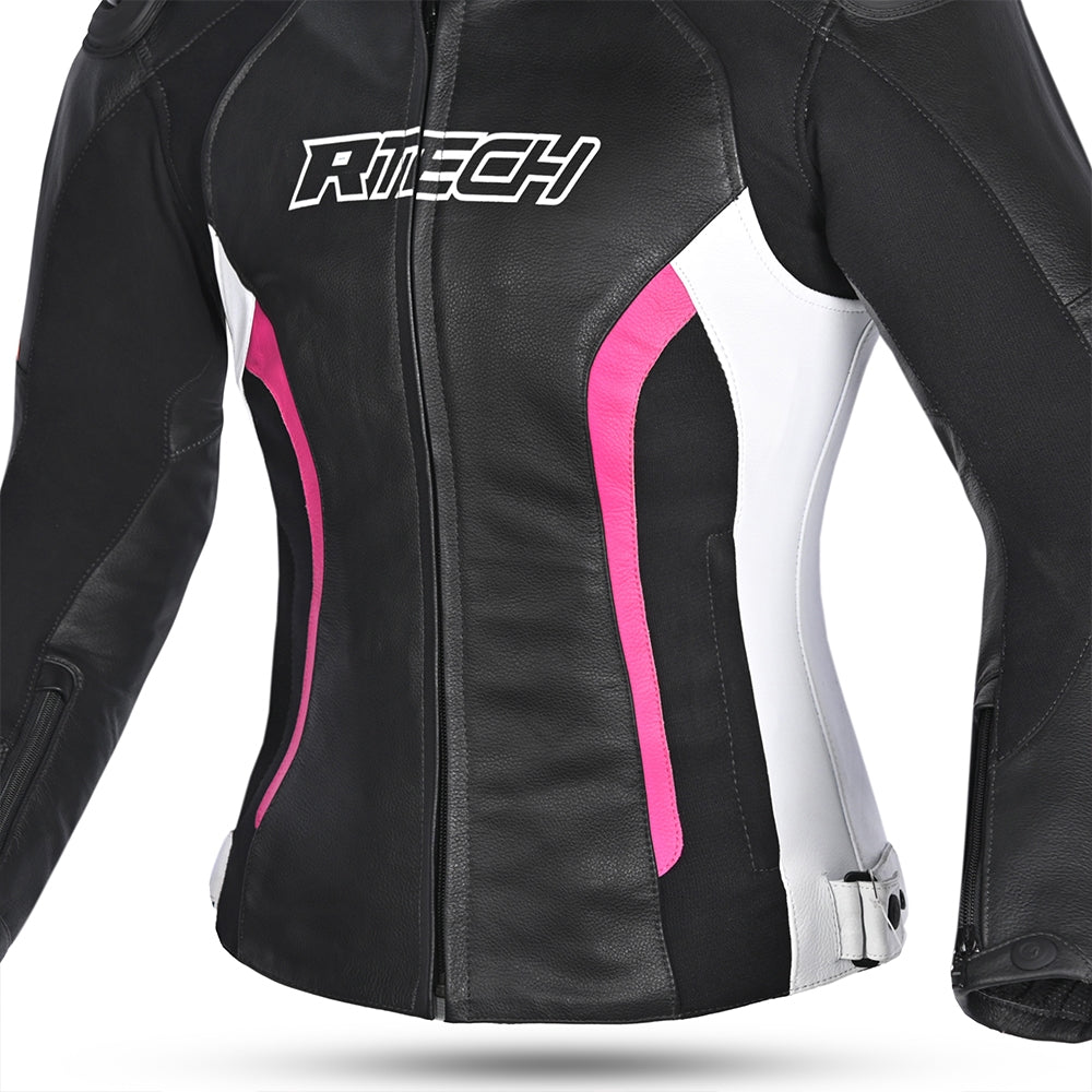 R-TECH - Chaqueta Piel Tom Rider Lady Negro/Rosa