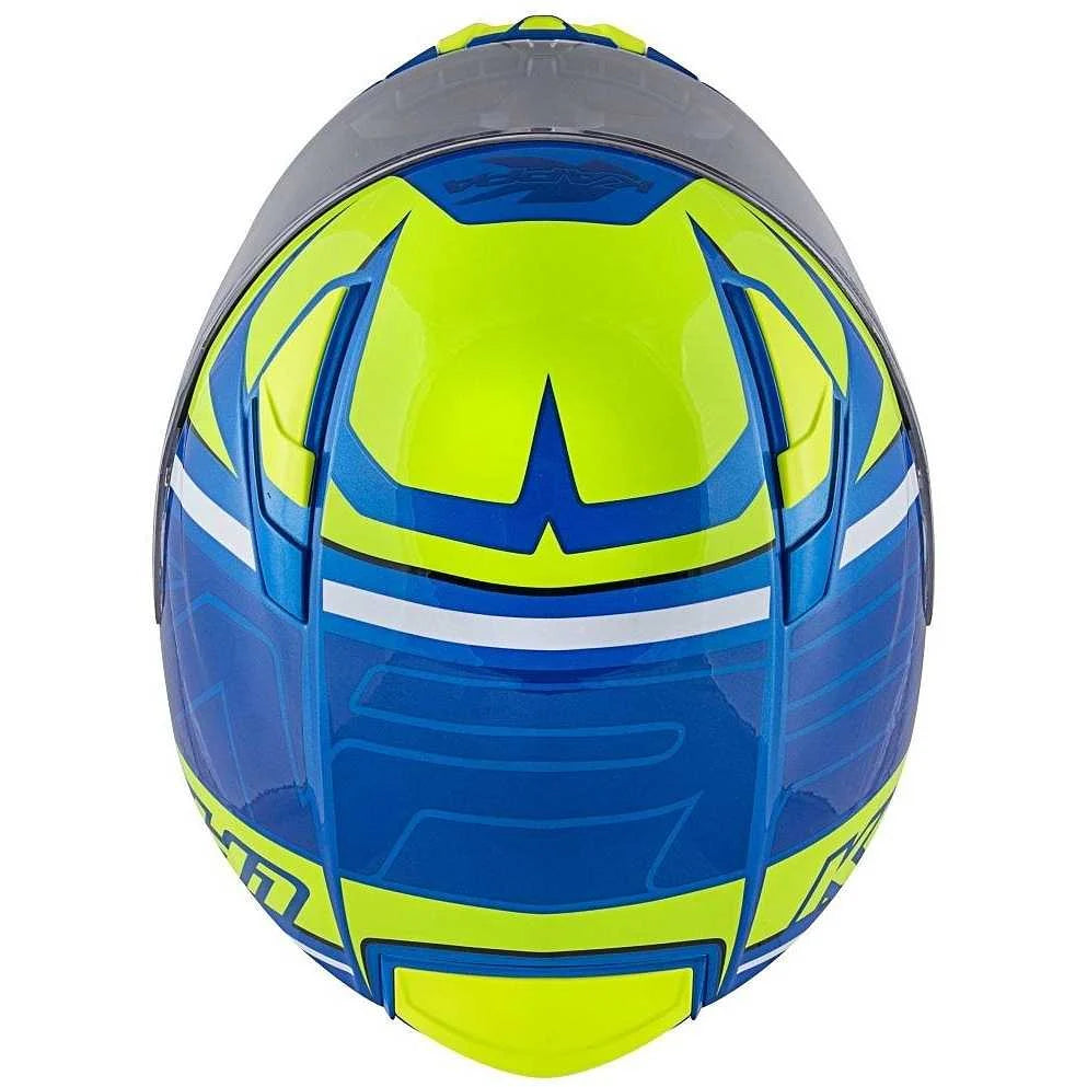 KAPPA KV41 Dallas Scraps Motocicleta Cara Completa Casco Azul Amarillo - CASCO