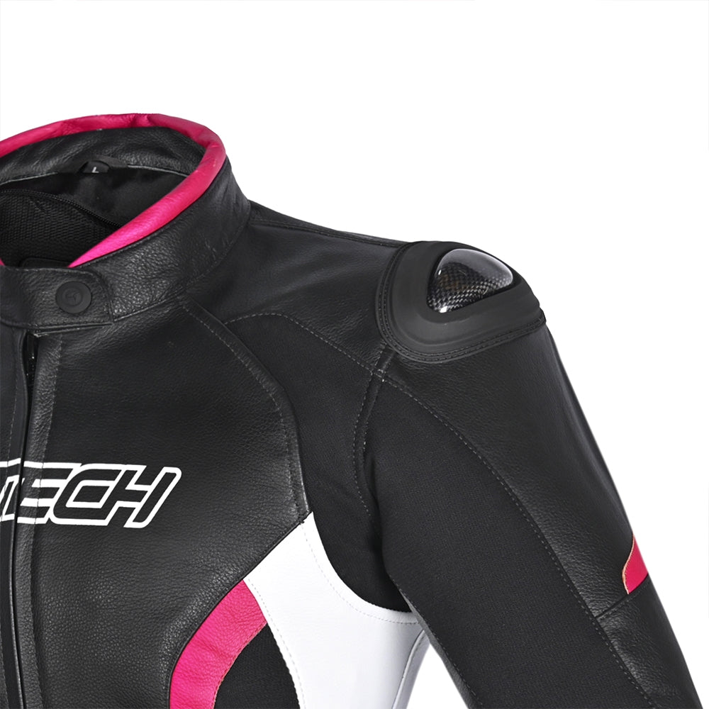 R-TECH - Chaqueta Tom Rider Lady Negro/Blanco/Fuschia