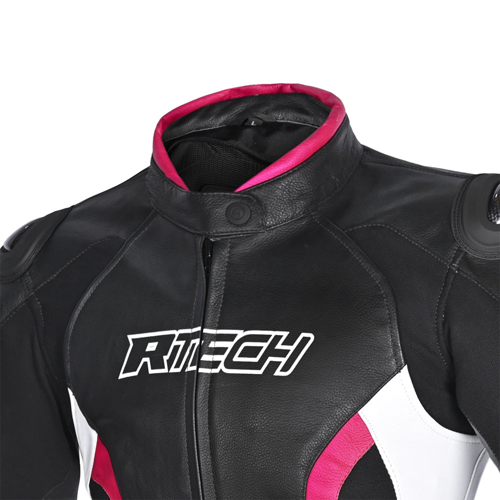 R-TECH - Chaqueta Tom Rider Lady Negro/Blanco/Fuschia