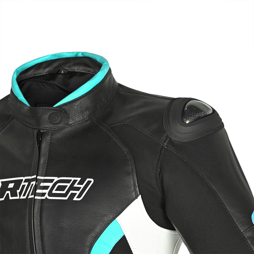 R-TECH - Chaqueta Tom Rider Lady Negro/Blanco/Turquise