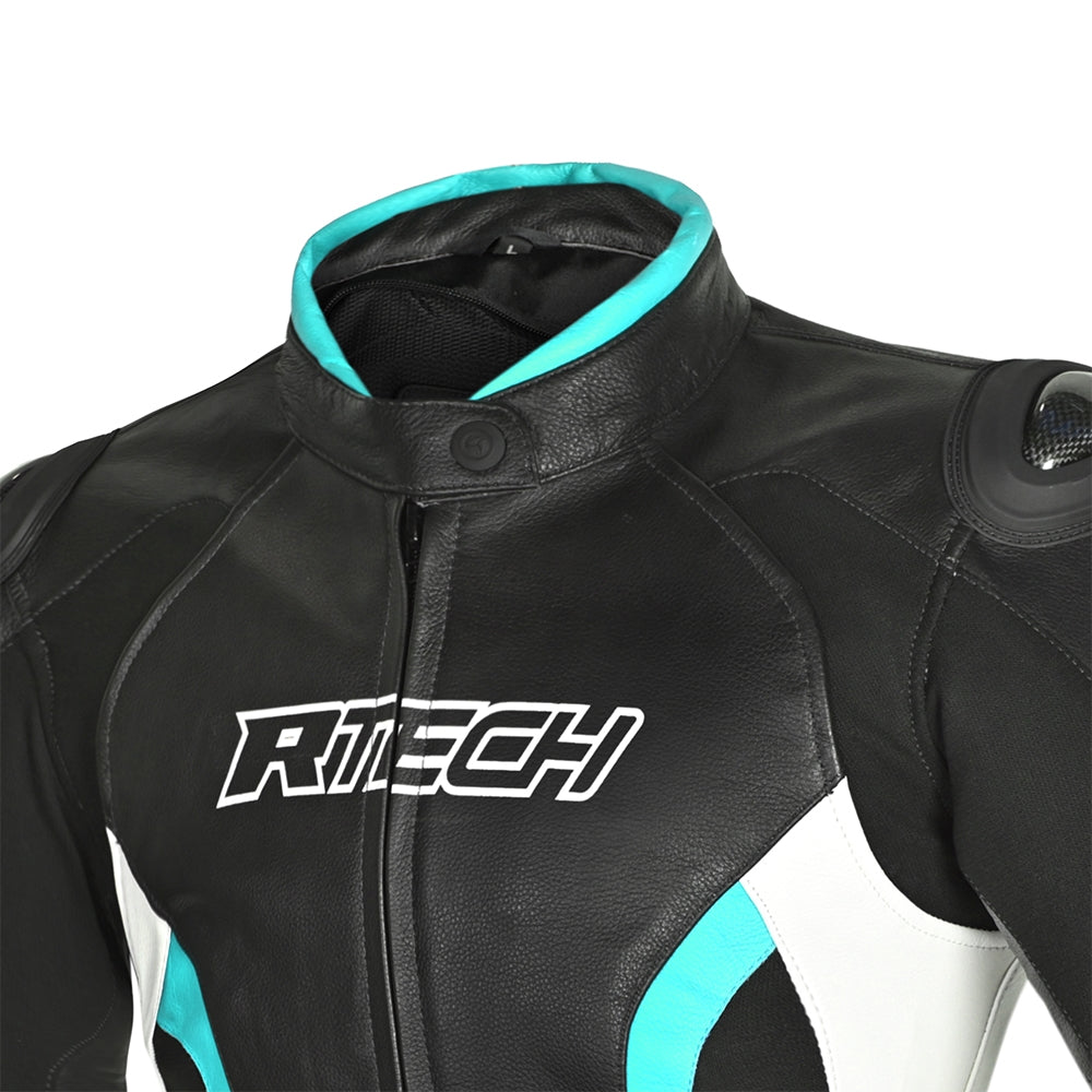 R-TECH - Chaqueta Tom Rider Lady Negro/Blanco/Turquise