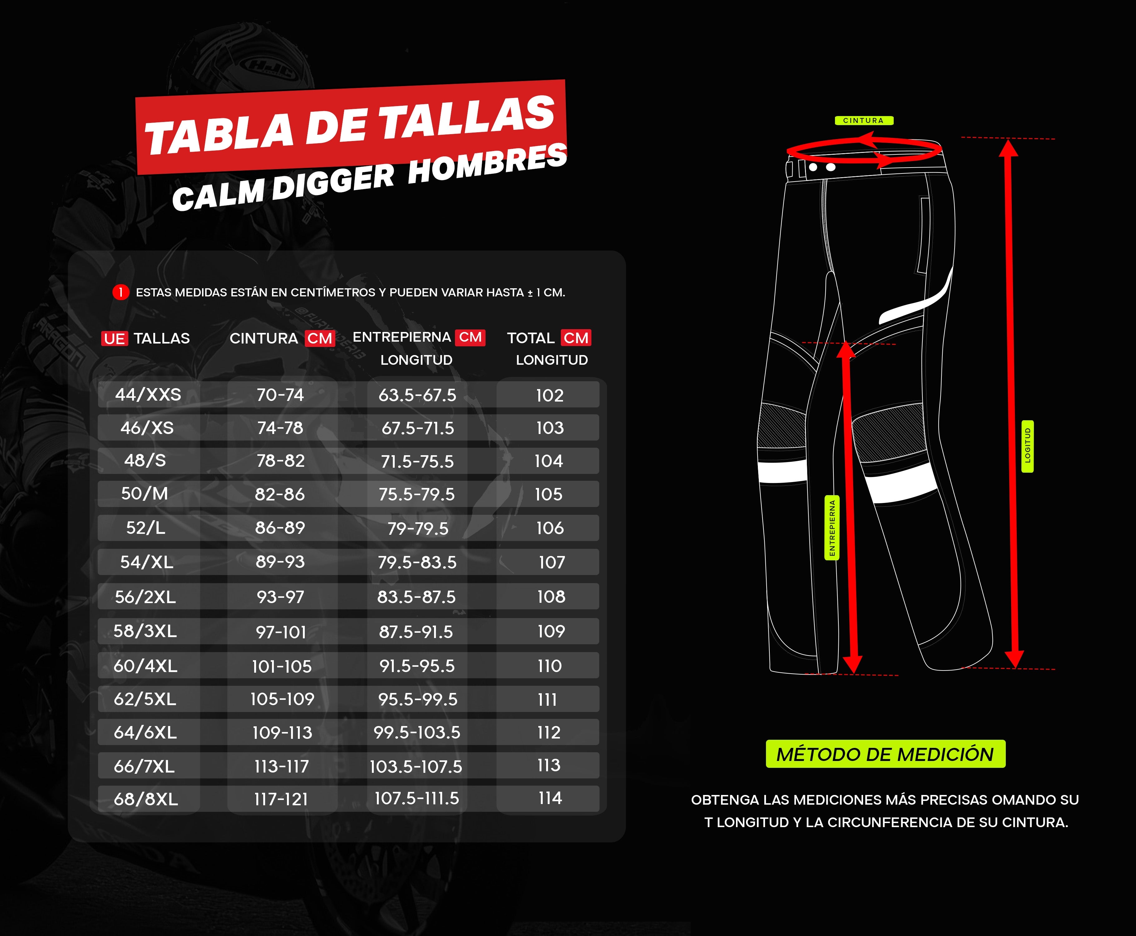 BELA - Pantalon Calm Digger Man 32L Negro/Rojo