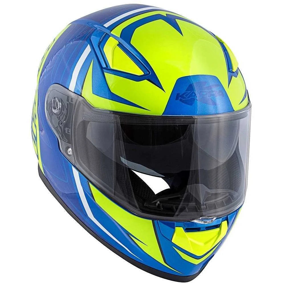 KAPPA KV41 Dallas Scraps Motocicleta Cara Completa Casco Azul Amarillo - CASCO